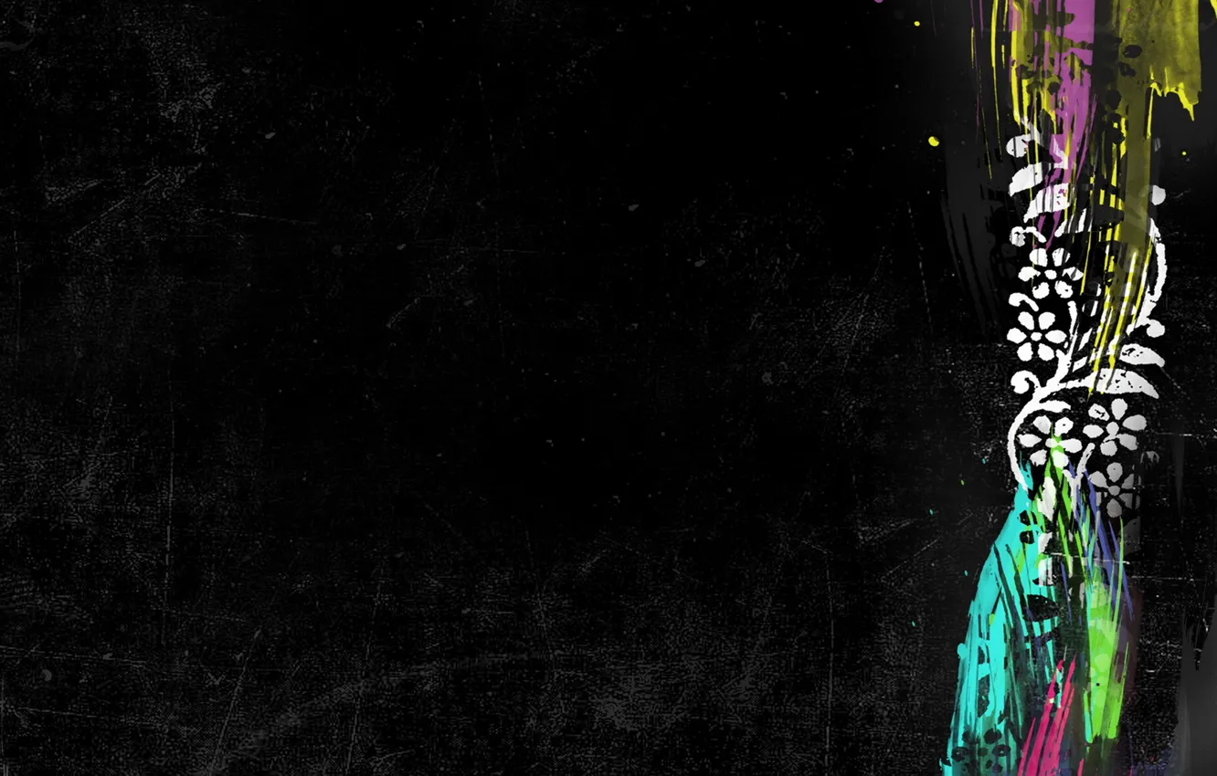 Photo wallpaper flowers, pattern, black background