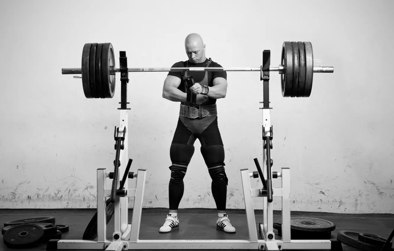 Photo wallpaper workout, weight lifting, preparations men