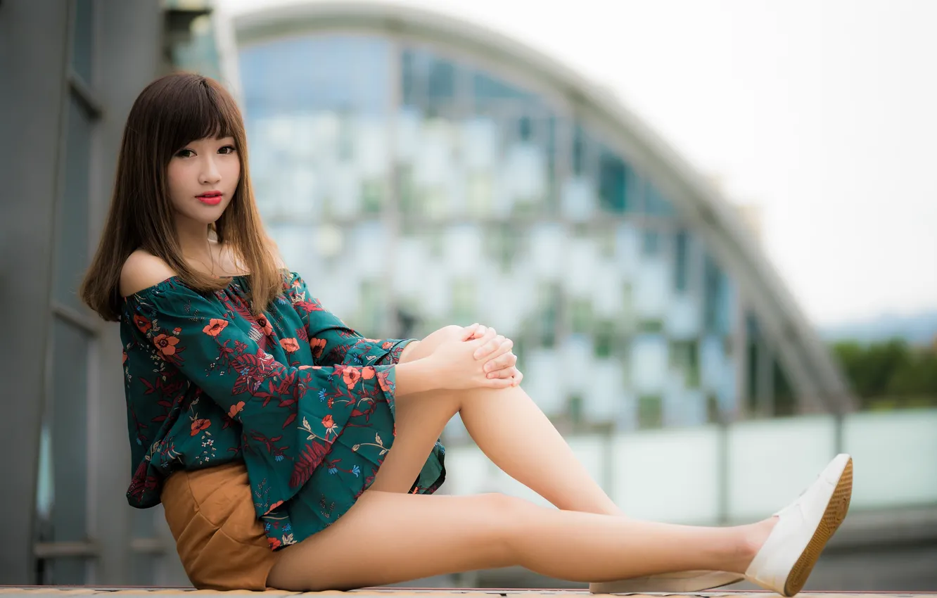 Photo wallpaper girl, legs, Asian, cutie