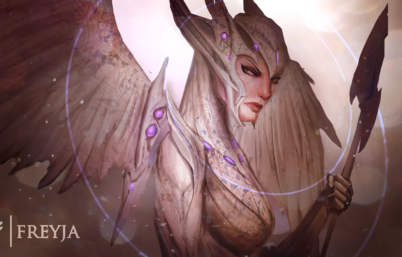 Photo wallpaper wings, spear, art, Valkyrie, Freyja