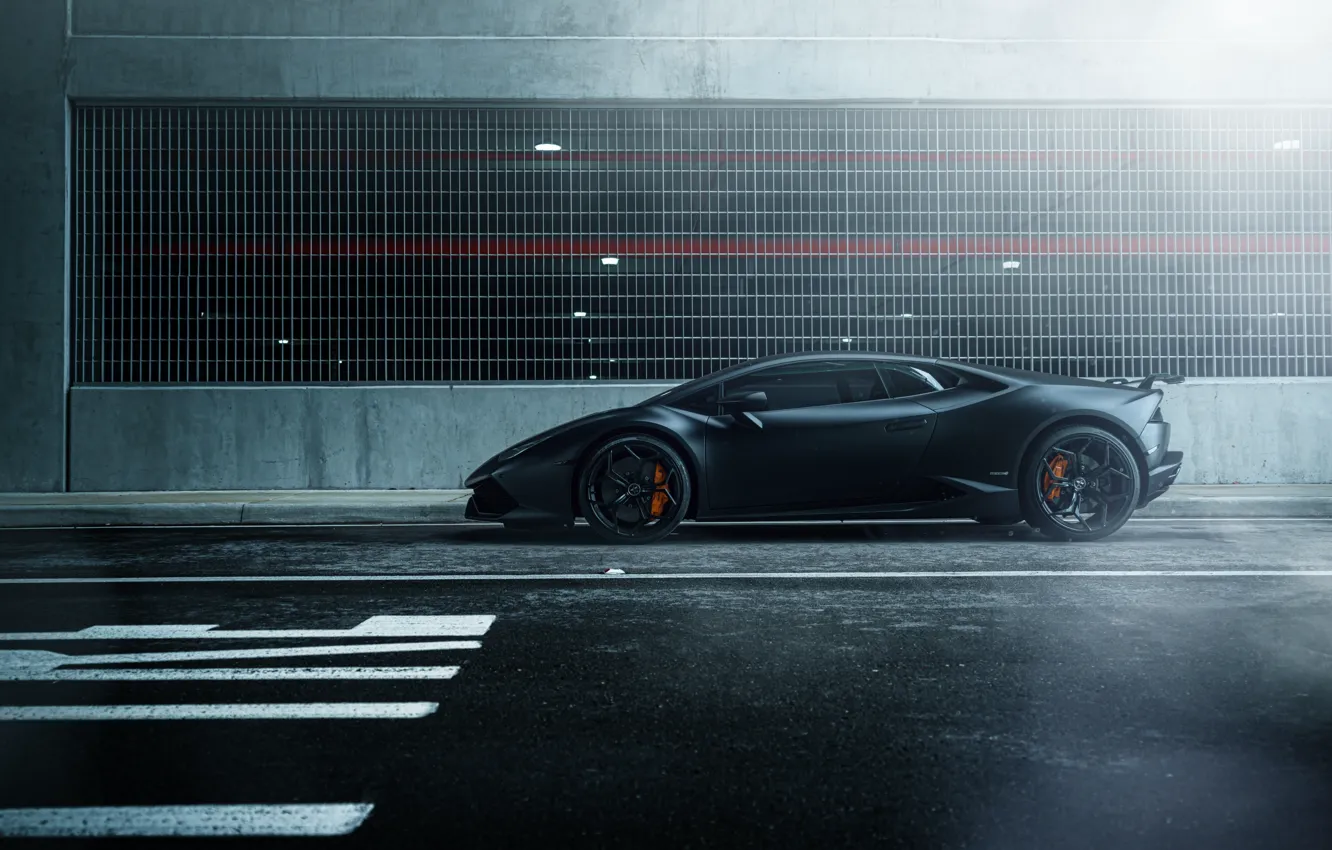 Photo wallpaper car, black, street, hq Wallpapers, William Stern, Lamborghini Huracan