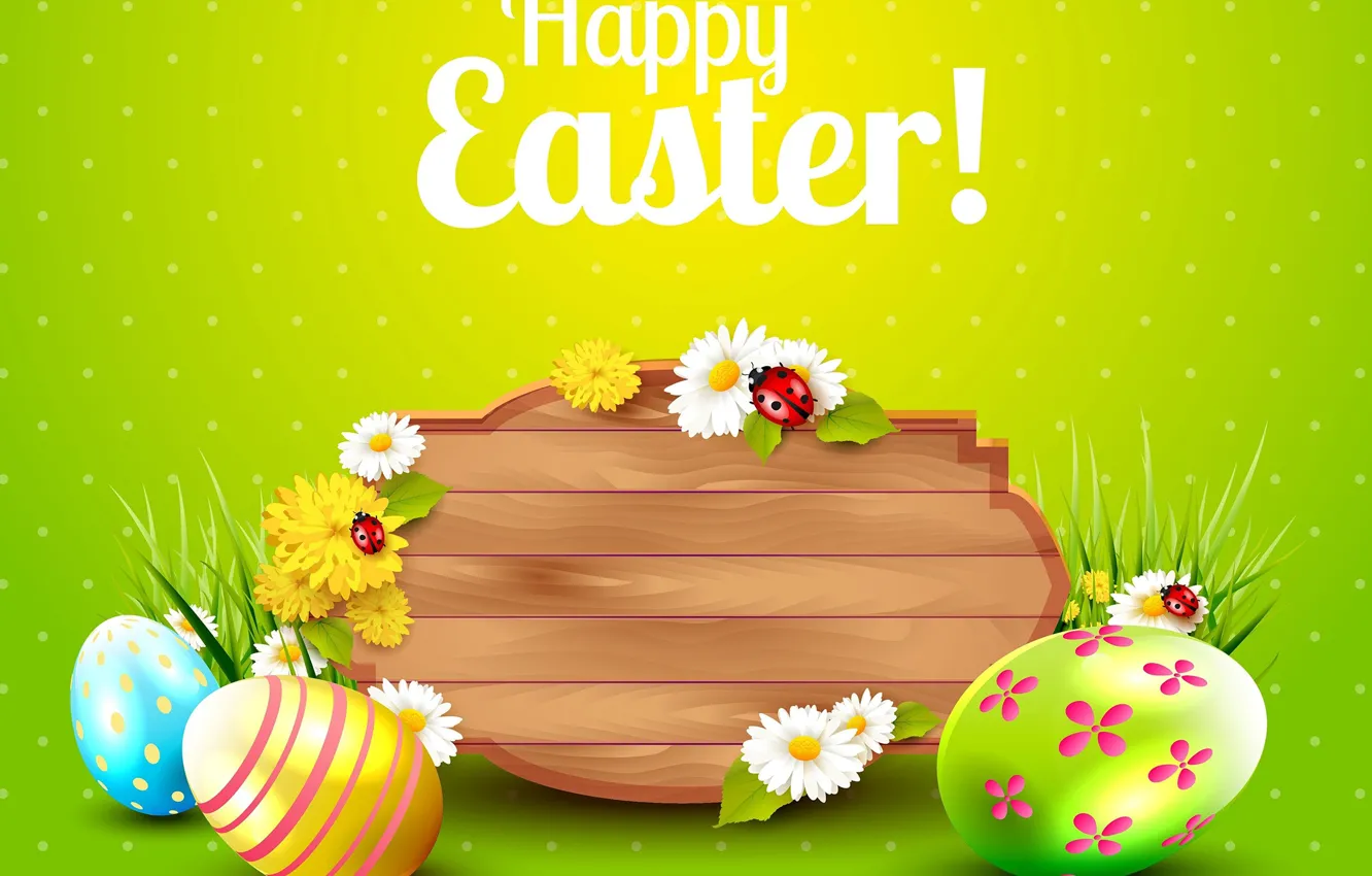 Photo wallpaper flowers, rendering, holiday, eggs, Easter
