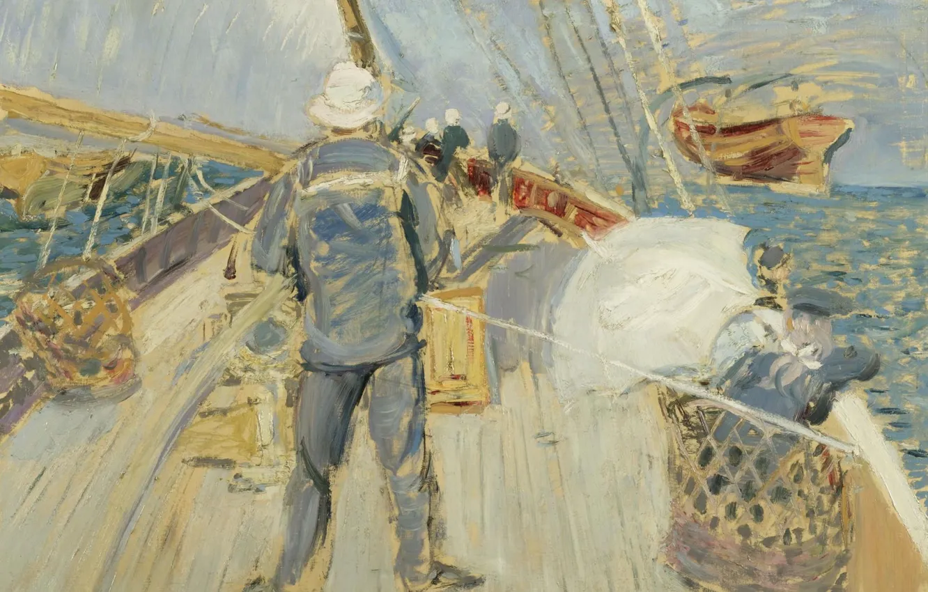 Photo wallpaper picture, sailors, 1897, Paul Cesar Helleu, Paul Cesar Helleu, On Board