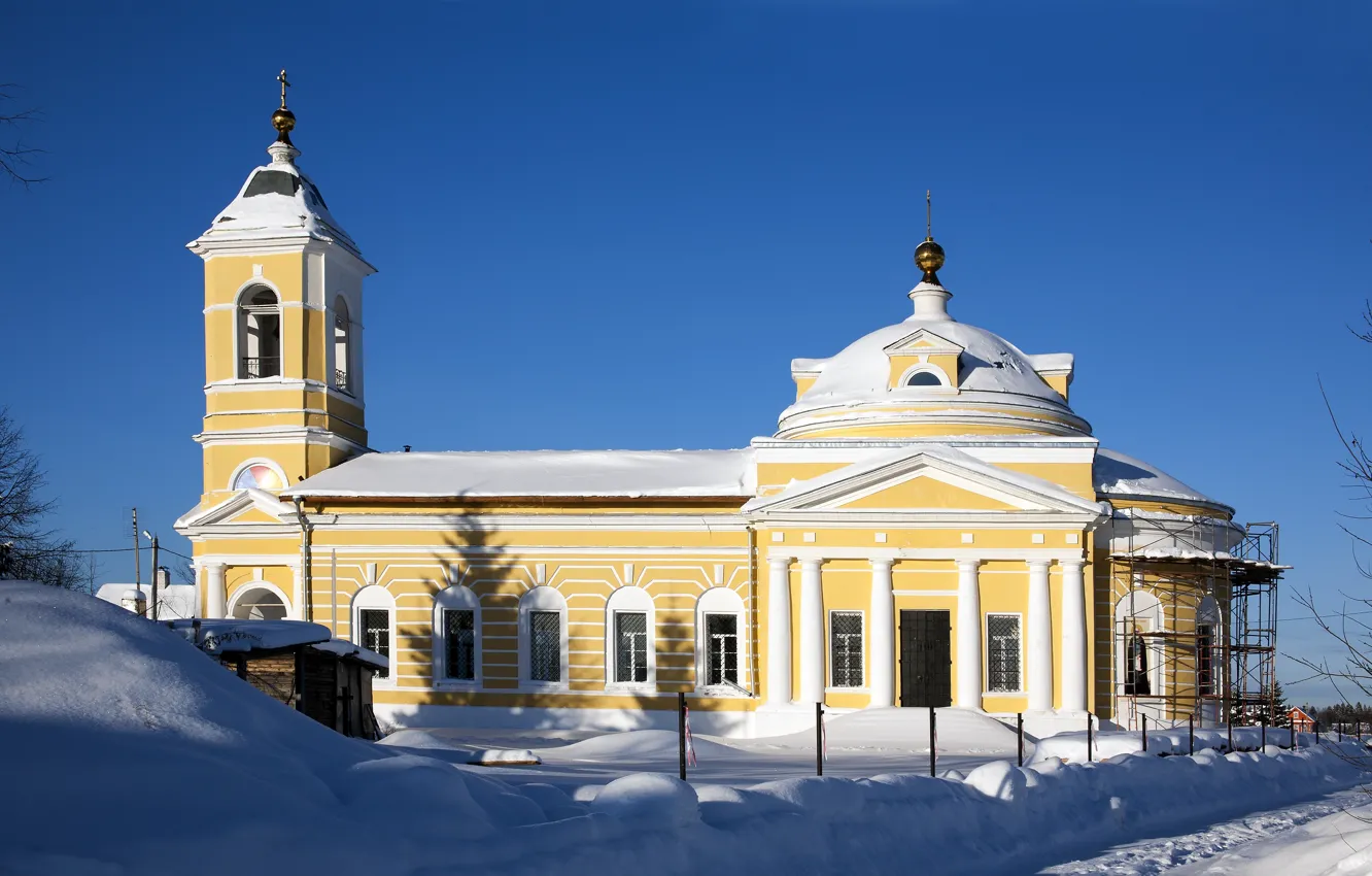 Photo wallpaper winter, snow, Church, Nicholas