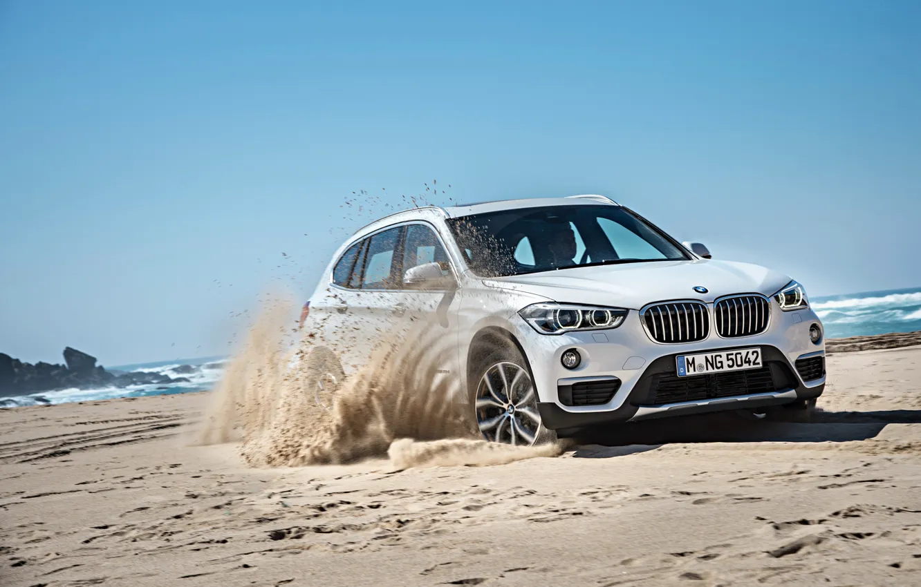 Photo wallpaper sand, sea, shore, BMW, BMW, xDrive, SUV, 2015