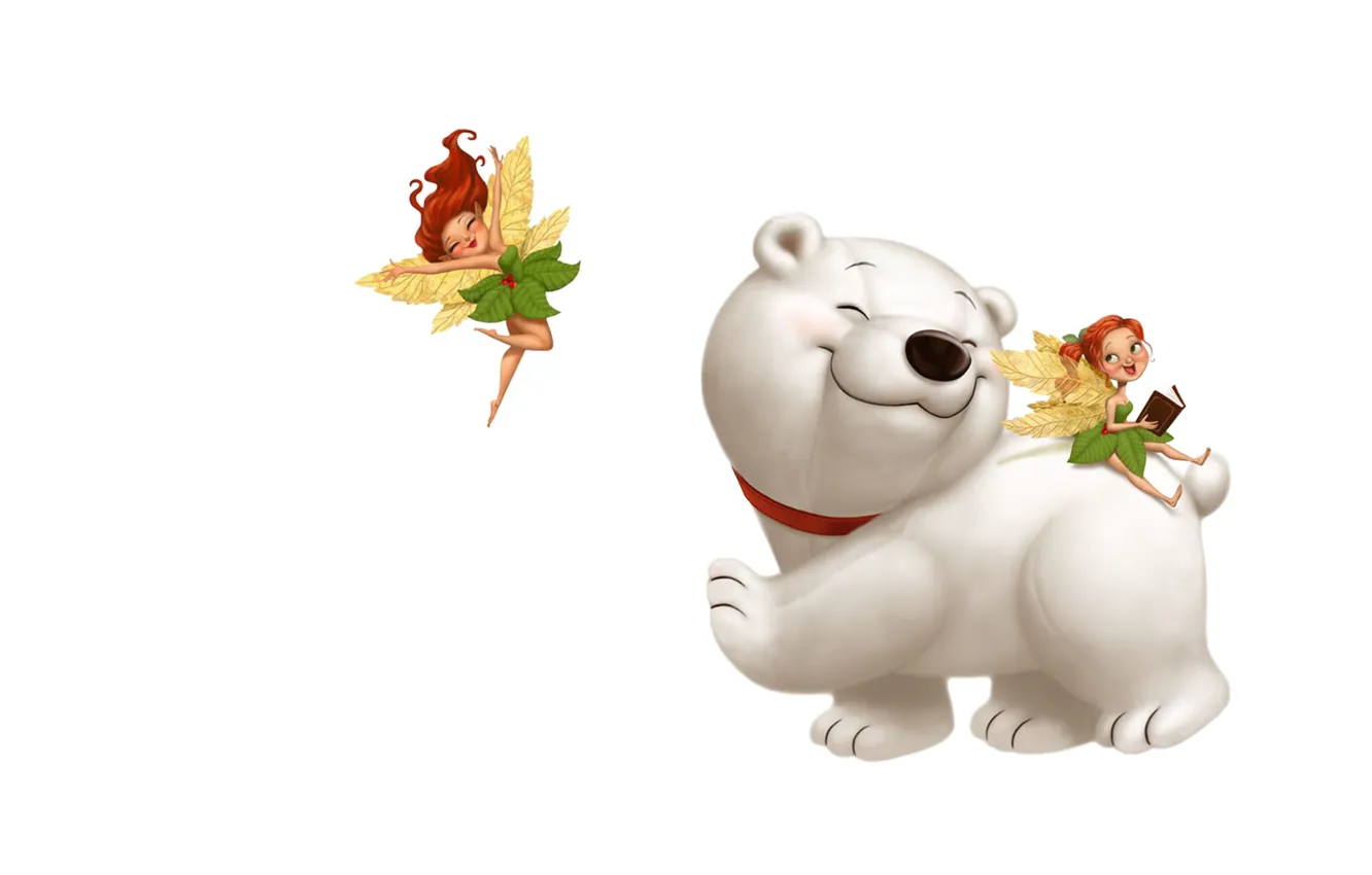 Photo wallpaper mood, art, bear, white bear, children's, fairy