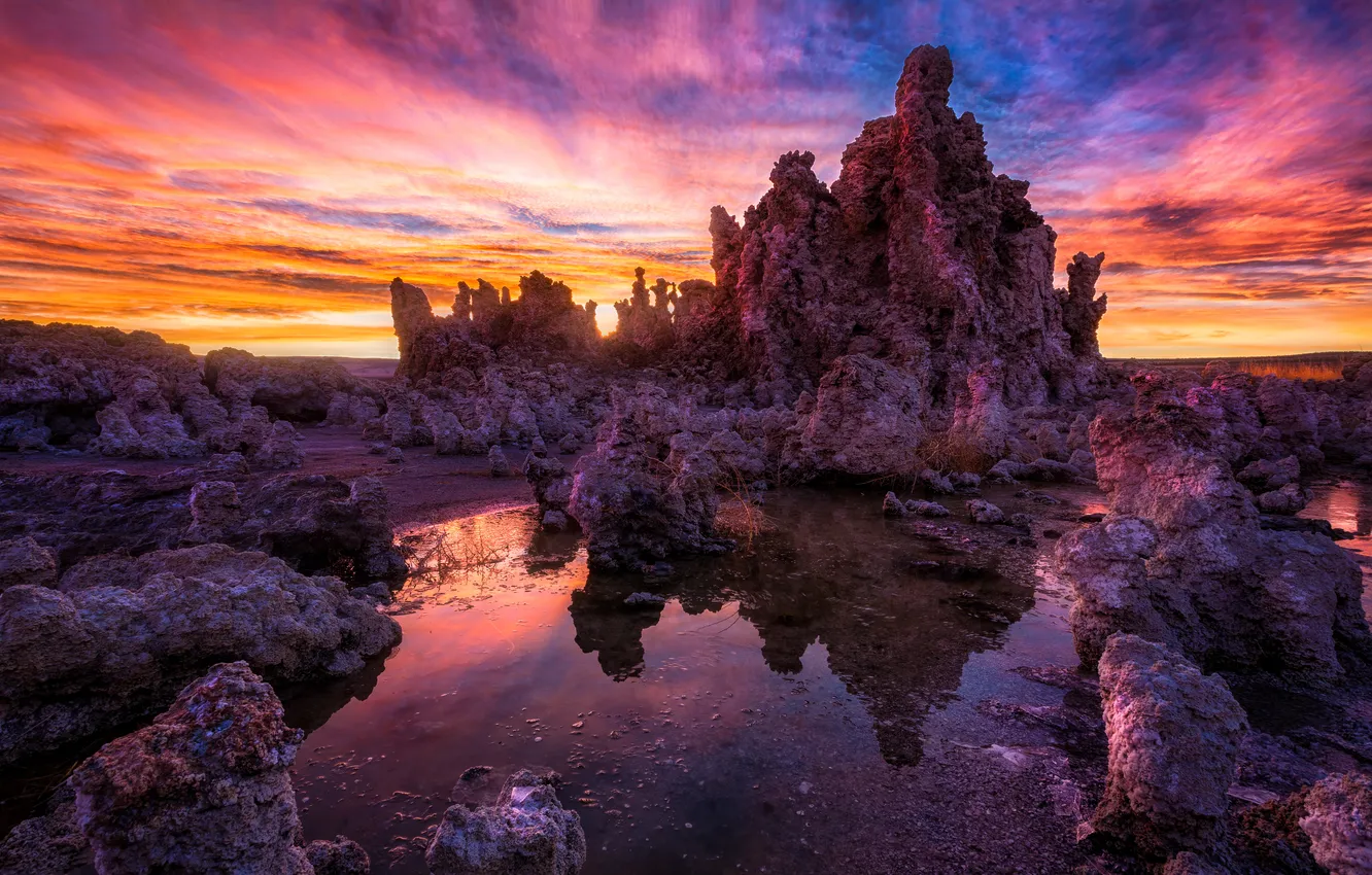 Photo wallpaper the sky, landscape, mountains, clouds, California