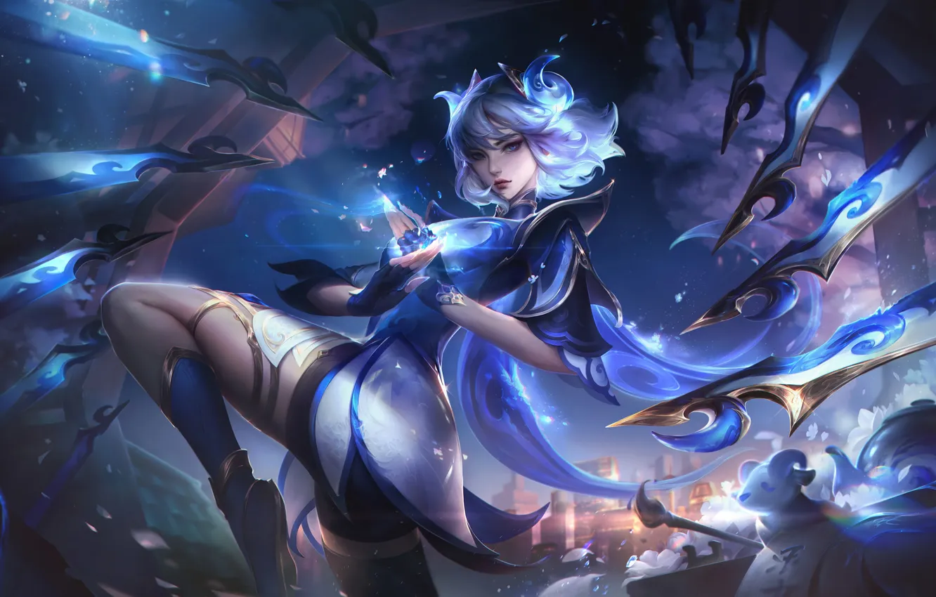 Photo wallpaper League of Legends, digital art, video games, Riot Games, GZG, porcelain (League of Legends), Irelia …