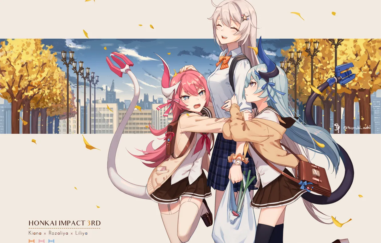 Photo wallpaper Kiana Kaslana, Liliya Olenyeva, Rozaliya Olenyev