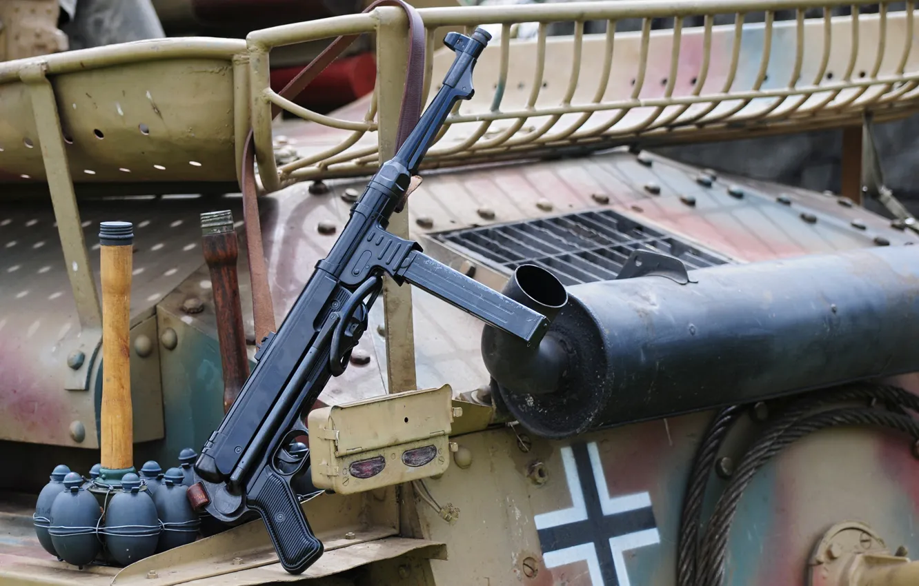 Photo wallpaper time, weapons, war, garnet, the gun, world, Second, MP 40