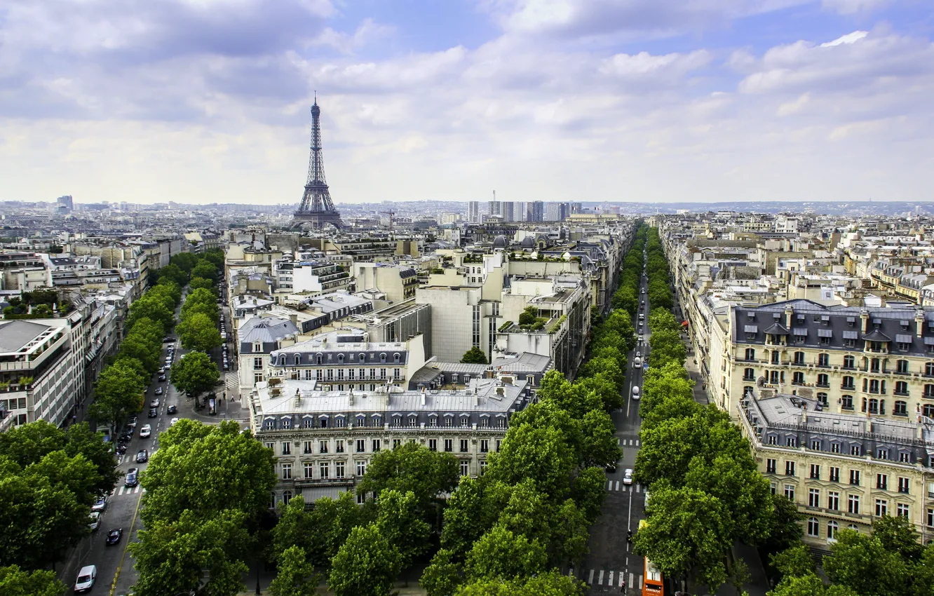 Photo wallpaper France, Paris, home, panorama, Eiffel tower