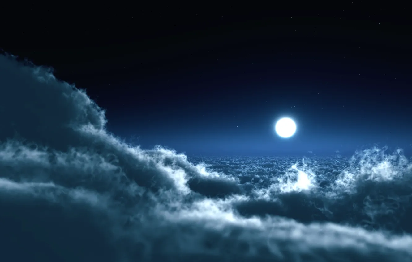 Photo wallpaper the sky, clouds, night, photo, the moon, landscapes