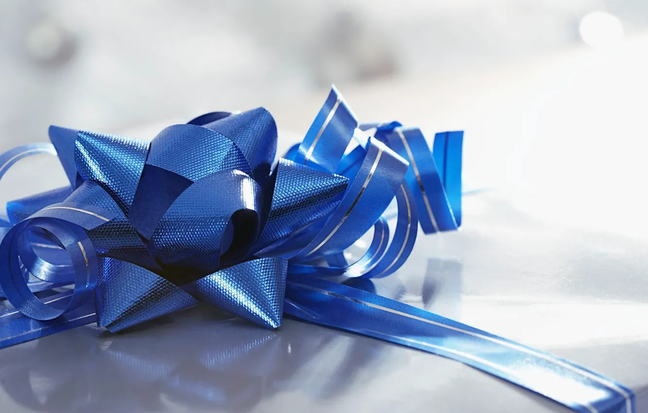 Photo wallpaper blue, gift, mood, bow, holidays