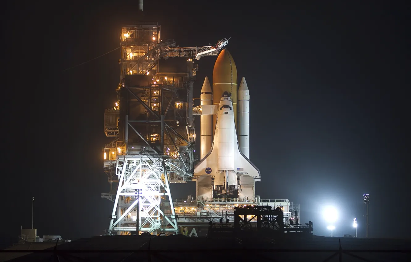 Photo wallpaper night, NASA, Discovery, training, Space Shuttle, The Space Shuttle
