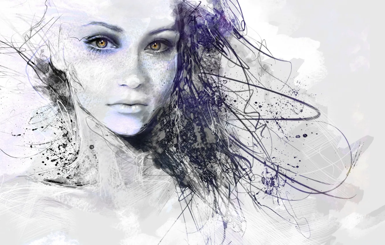 Photo wallpaper drawing, uran-girl, Sketch