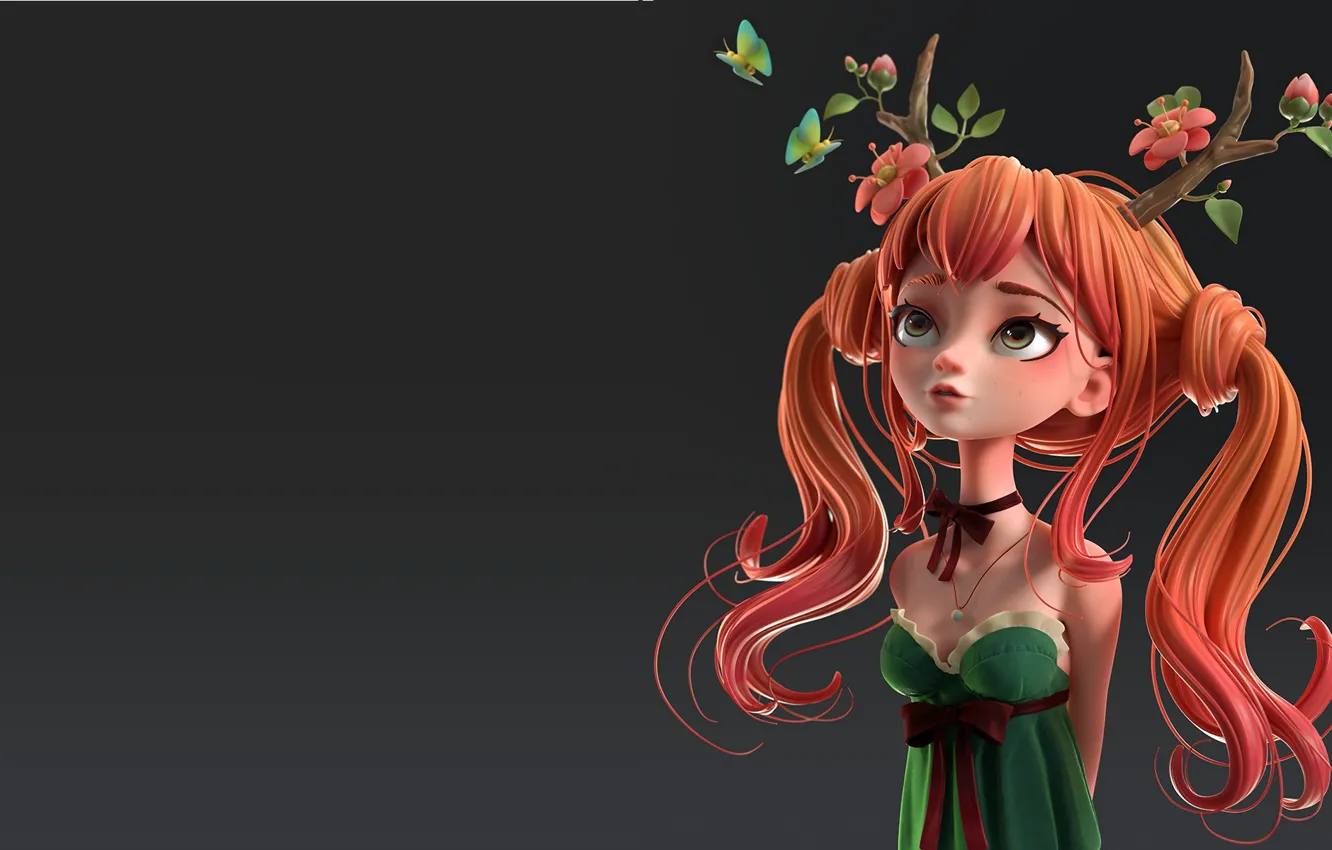 Photo wallpaper fantasy, rendering, art, druid, Alina Makarenko, Druid Girl | Polypaint