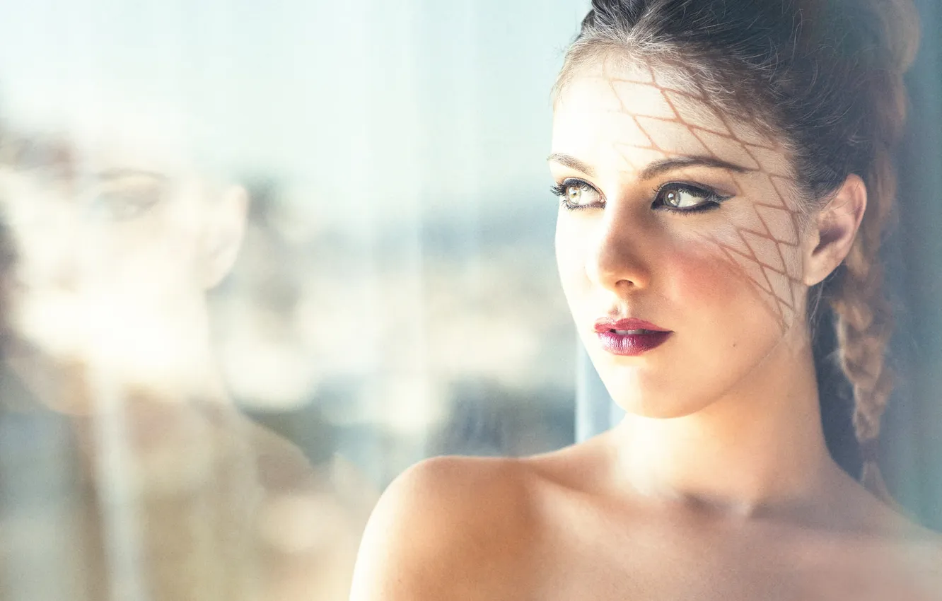 Photo wallpaper makeup, braid, sponge, bokeh, Yaritxa Torres Aguilar