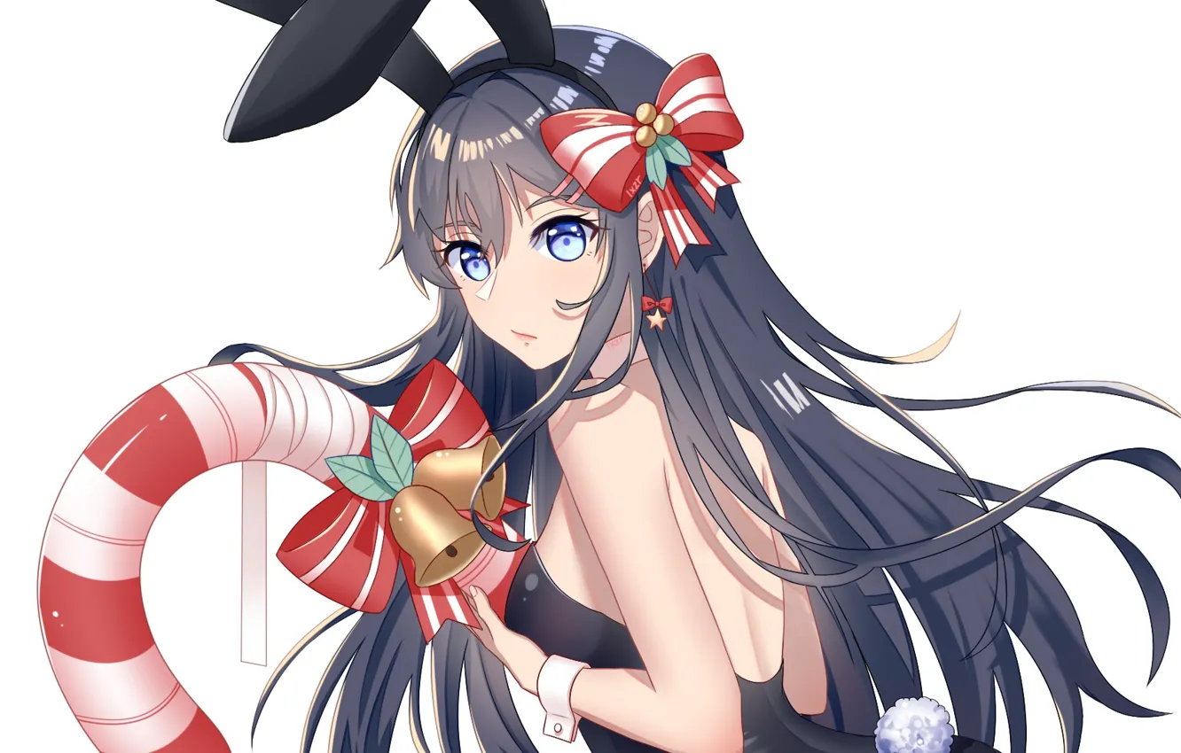 Photo wallpaper look, girl, new year, rabbit, art, Christmas, Seishun Yarou wa bunny girl Senpai no Yu …