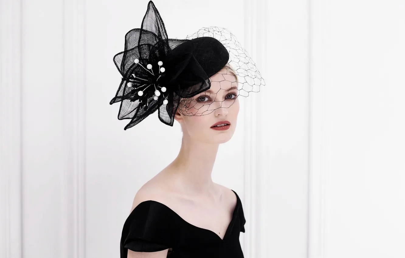Photo wallpaper style, model, hat, fashion, veil