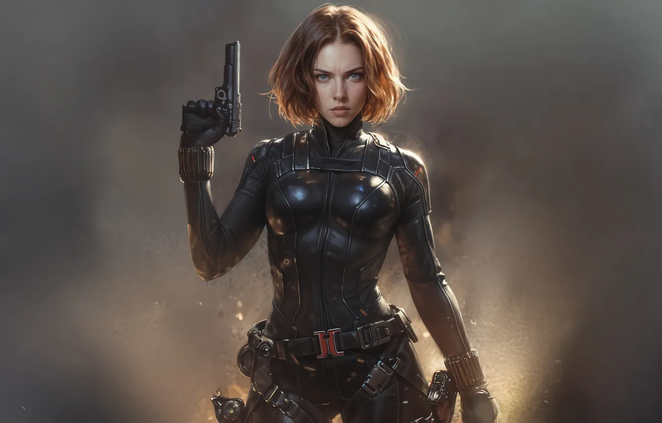 Photo wallpaper Girl, Marvel, Black Widow, Ai Art, AI Generated