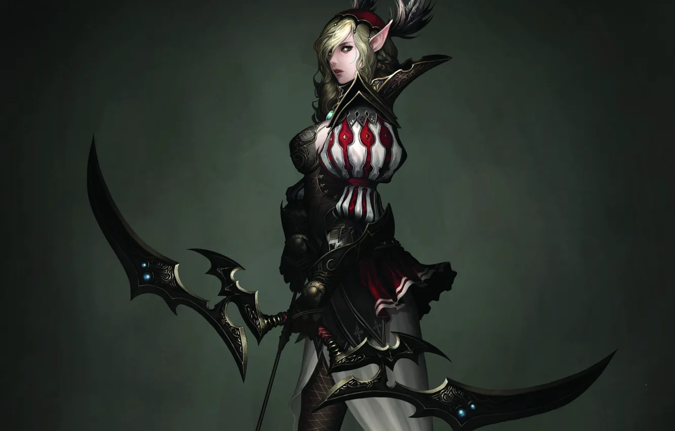 Photo wallpaper girl, background, bow, Archer, art, elf, Atlantica Online