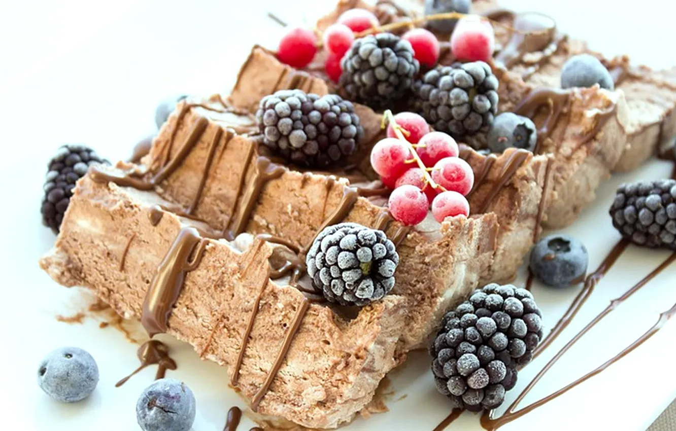 Photo wallpaper blueberries, berries, chocolate, currants, BlackBerry, dessert