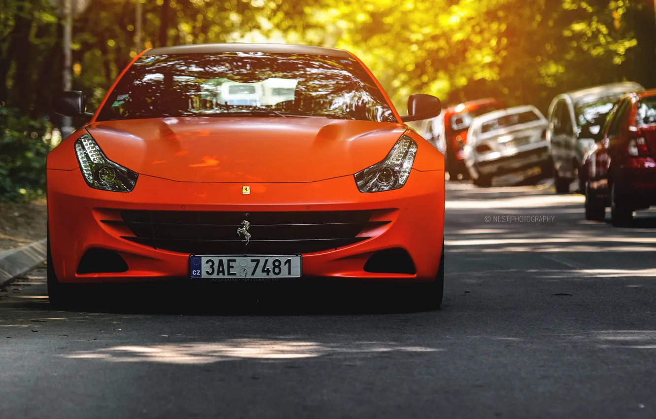 Photo wallpaper Ferrari, Red, Car, serbia, Bokeh, belgrade