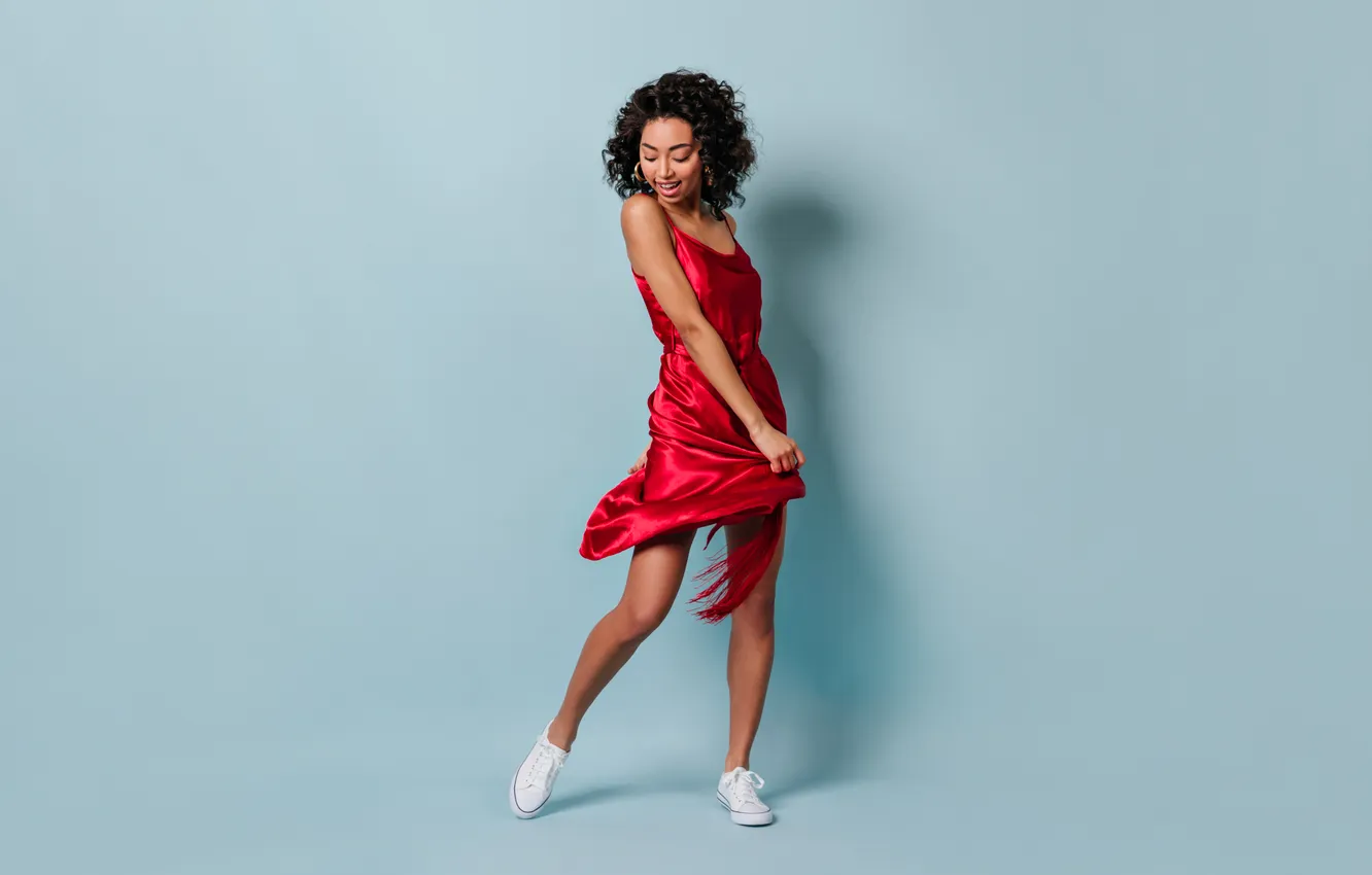 Photo wallpaper woman, young, view, dancing, full, playful, length