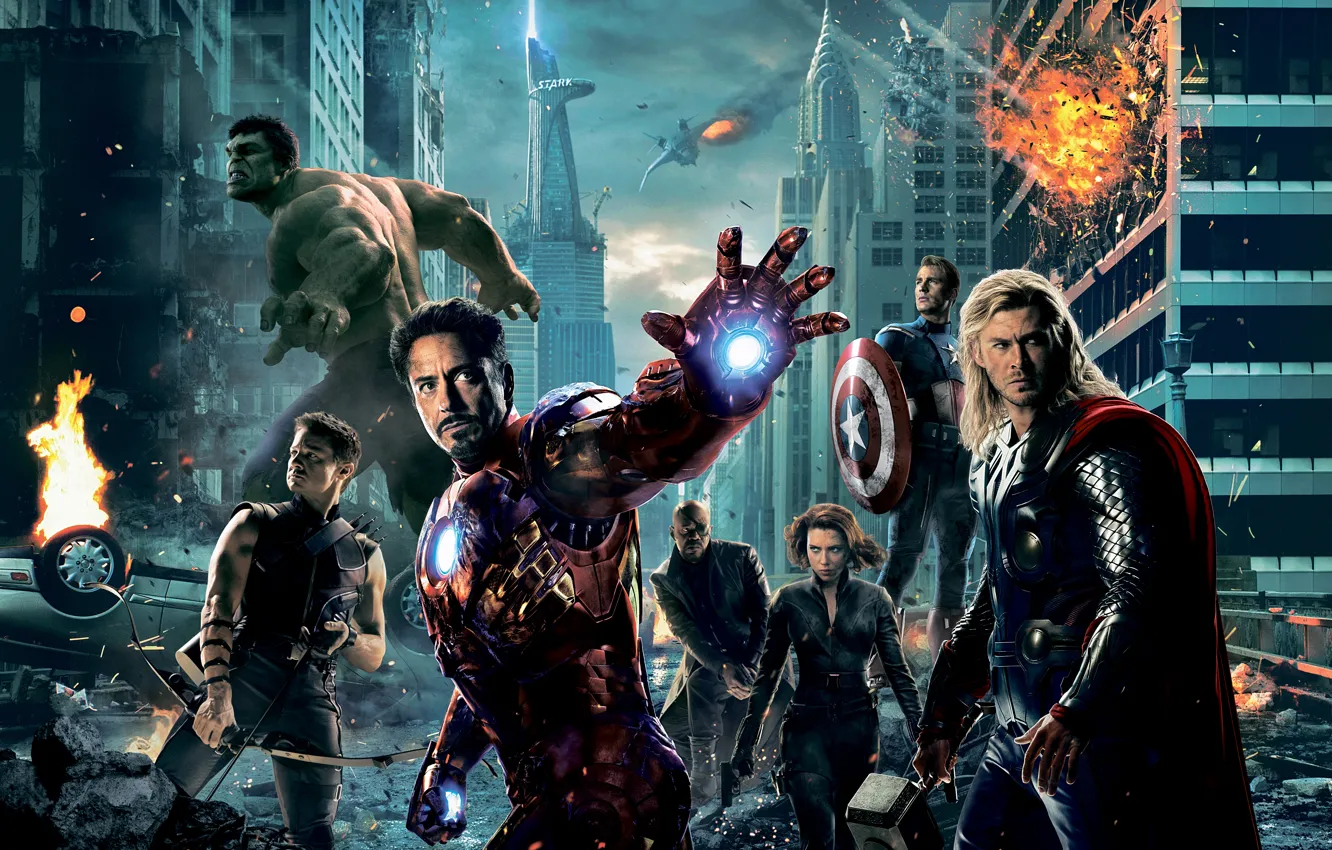 Photo wallpaper Scarlett Johansson, iron man, Hulk, Captain America, mark, Robert Downey ml, Thor, Chris Evans