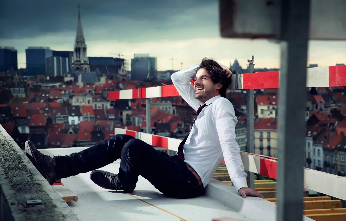 Photo wallpaper the city, mood, guy