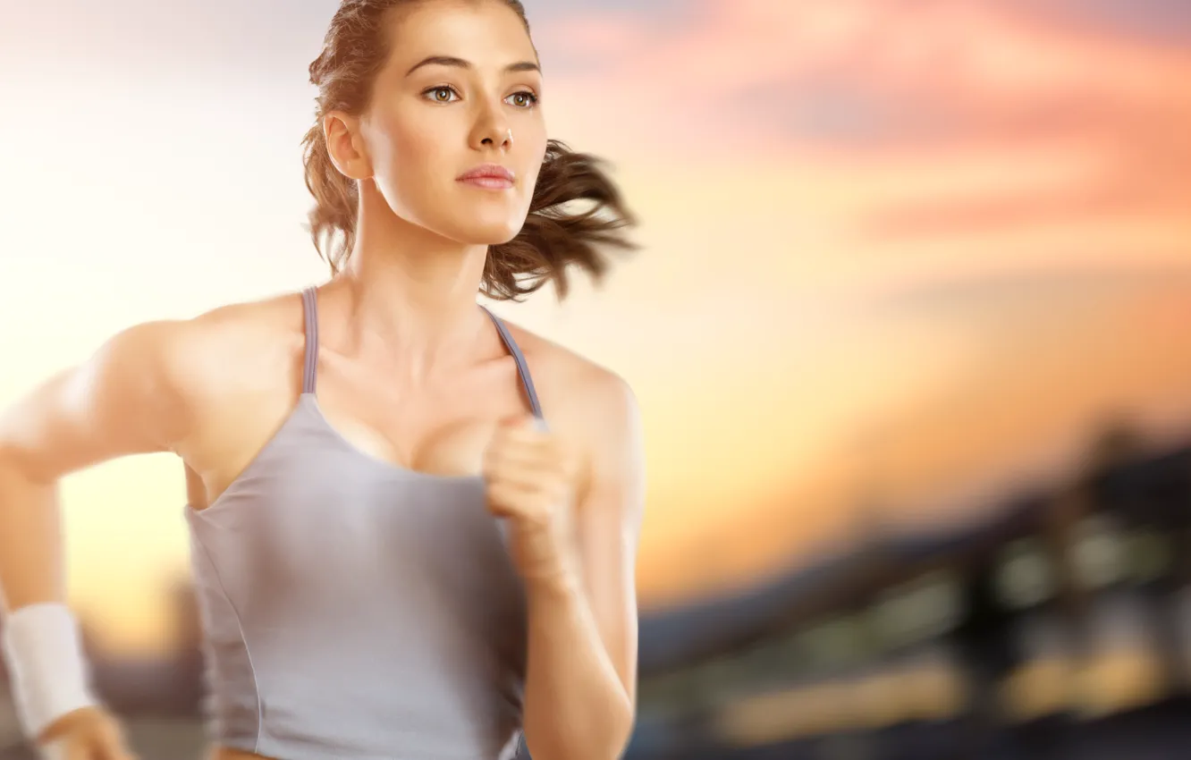 Photo wallpaper woman, training, runner