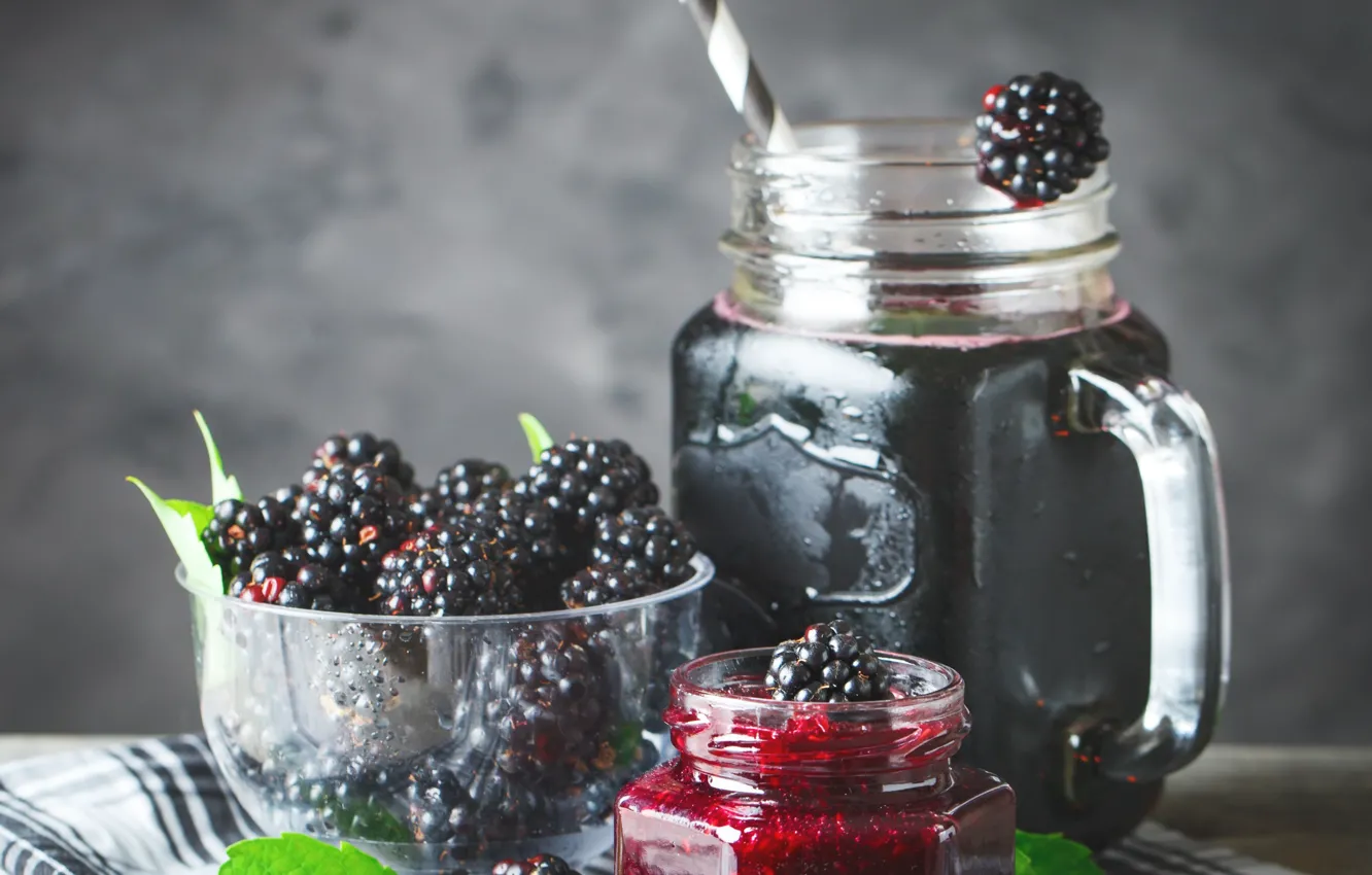 Photo wallpaper berries, raspberry, juice, BlackBerry, fresh, jam