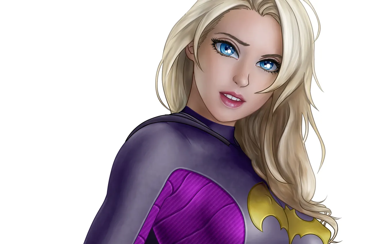 Photo wallpaper look, girl, costume, symbol, art, DC Comics, Batgirl, Climbing