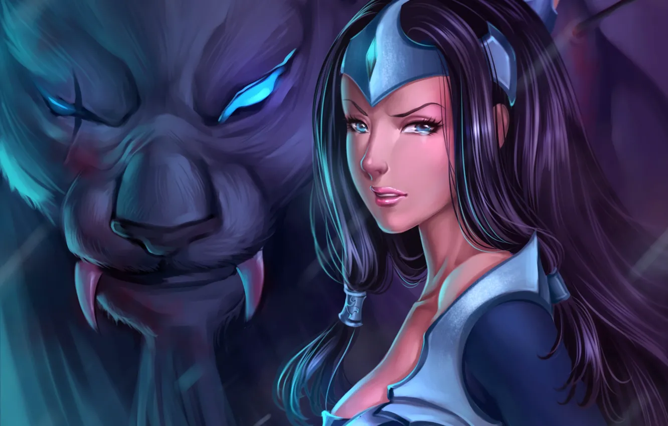 Photo wallpaper girl, tears, art, fangs, beast, scar, dota 2, Mirana