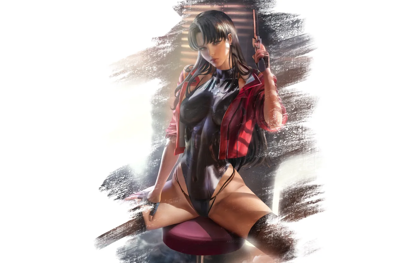 Photo wallpaper hot, sexy, Misato, anime, pretty, babe, Evangelion, MATURE