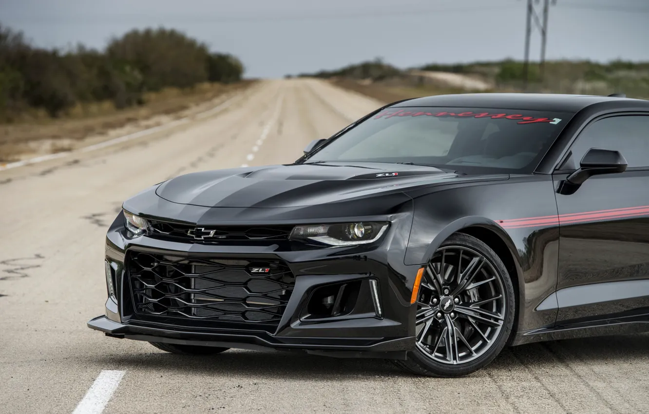 Photo wallpaper Chevrolet, Camaro, black, close-up, muscle car, Hennessey, Hennessey Chevrolet Camaro ZL1 The Exorcist