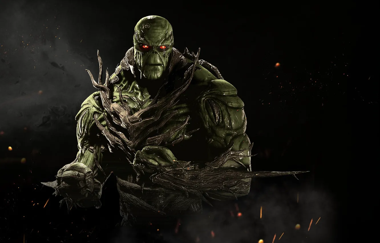 Photo wallpaper green, game, NetherRealm Studios, Injustice 2, Swamp Thing