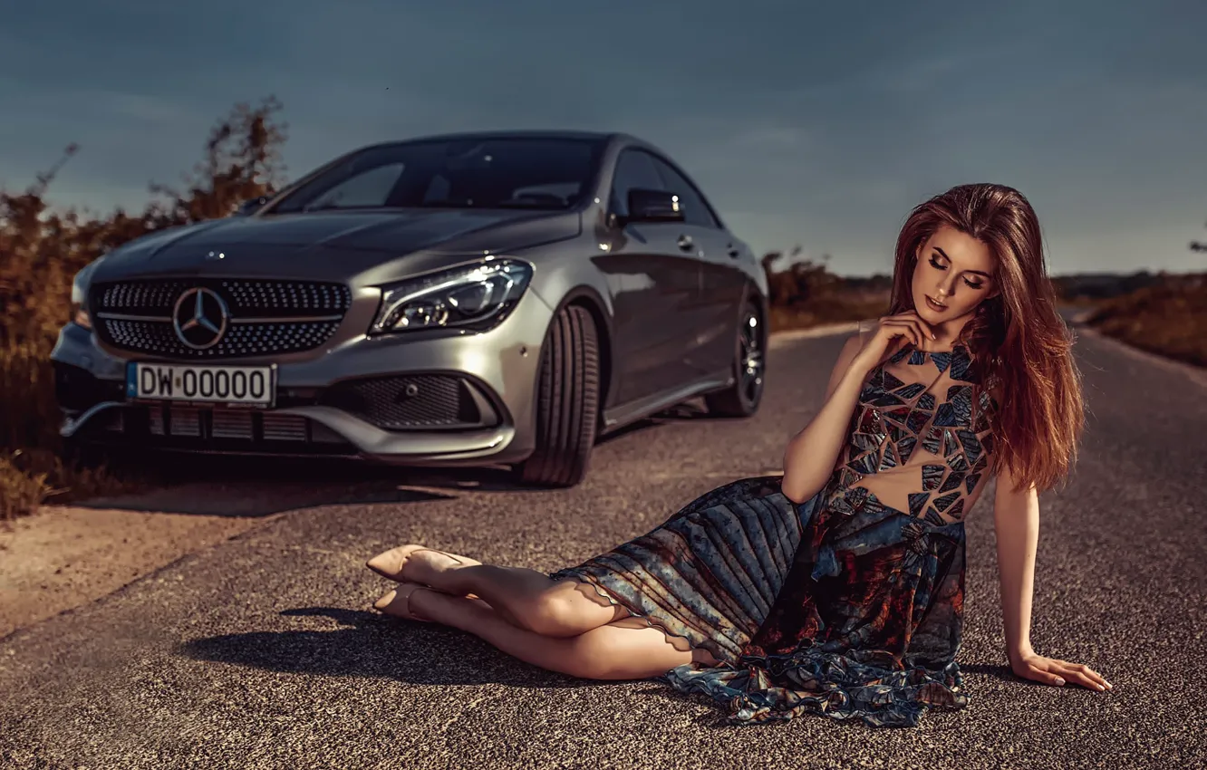 Photo wallpaper auto, makeup, Mercedes, legs, retouching, Damian Feather, 00000