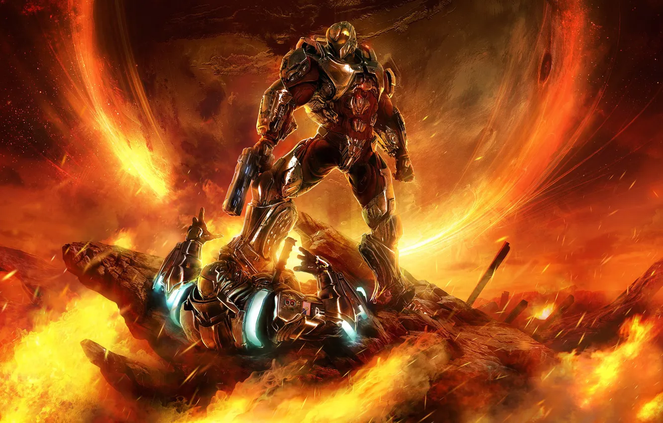 Photo wallpaper lights, weapons, battle