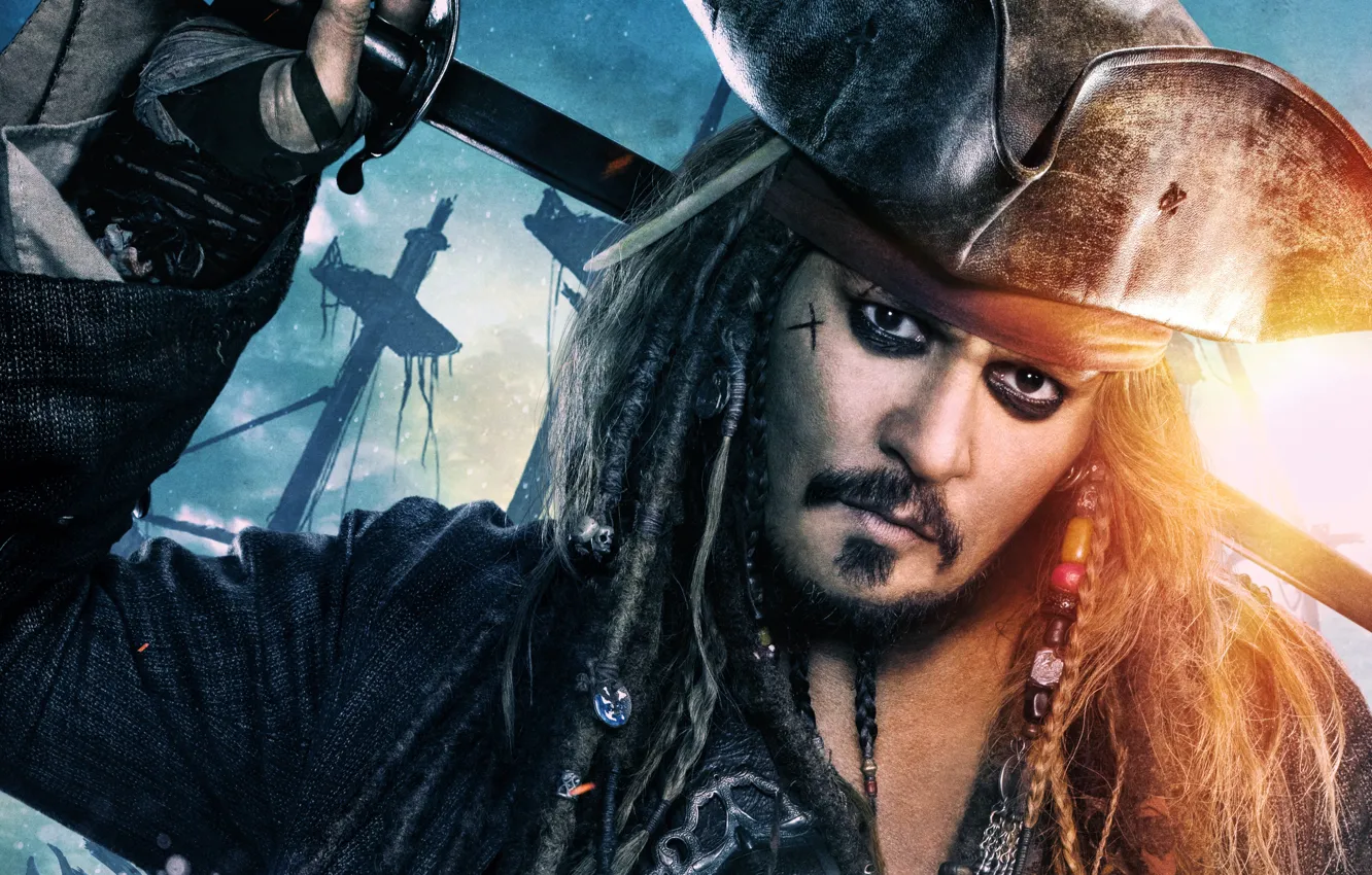 Photo wallpaper decoration, Johnny Depp, hat, fantasy, captain, braids, Johnny Depp, Jack Sparrow