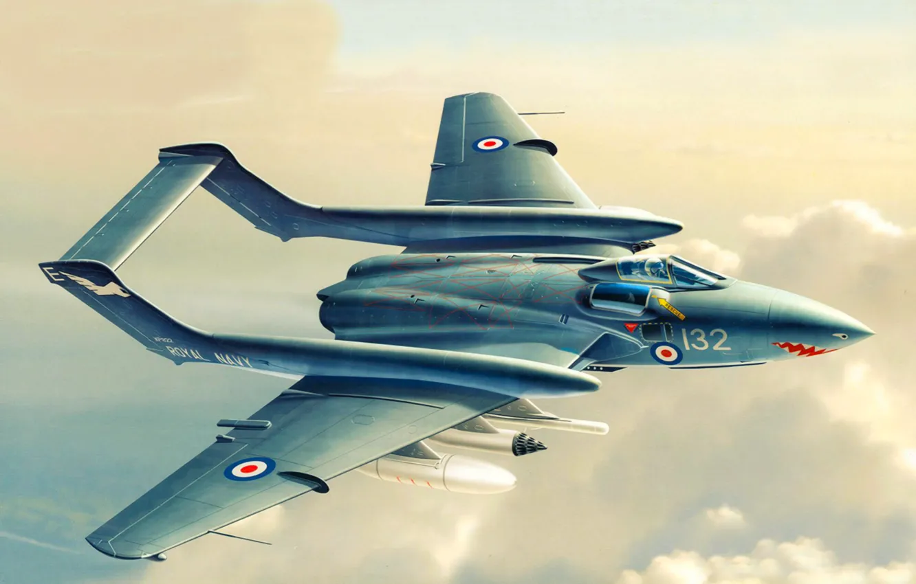 Photo wallpaper war, art, airplane, painting, aviation, jet, Sea Vixen