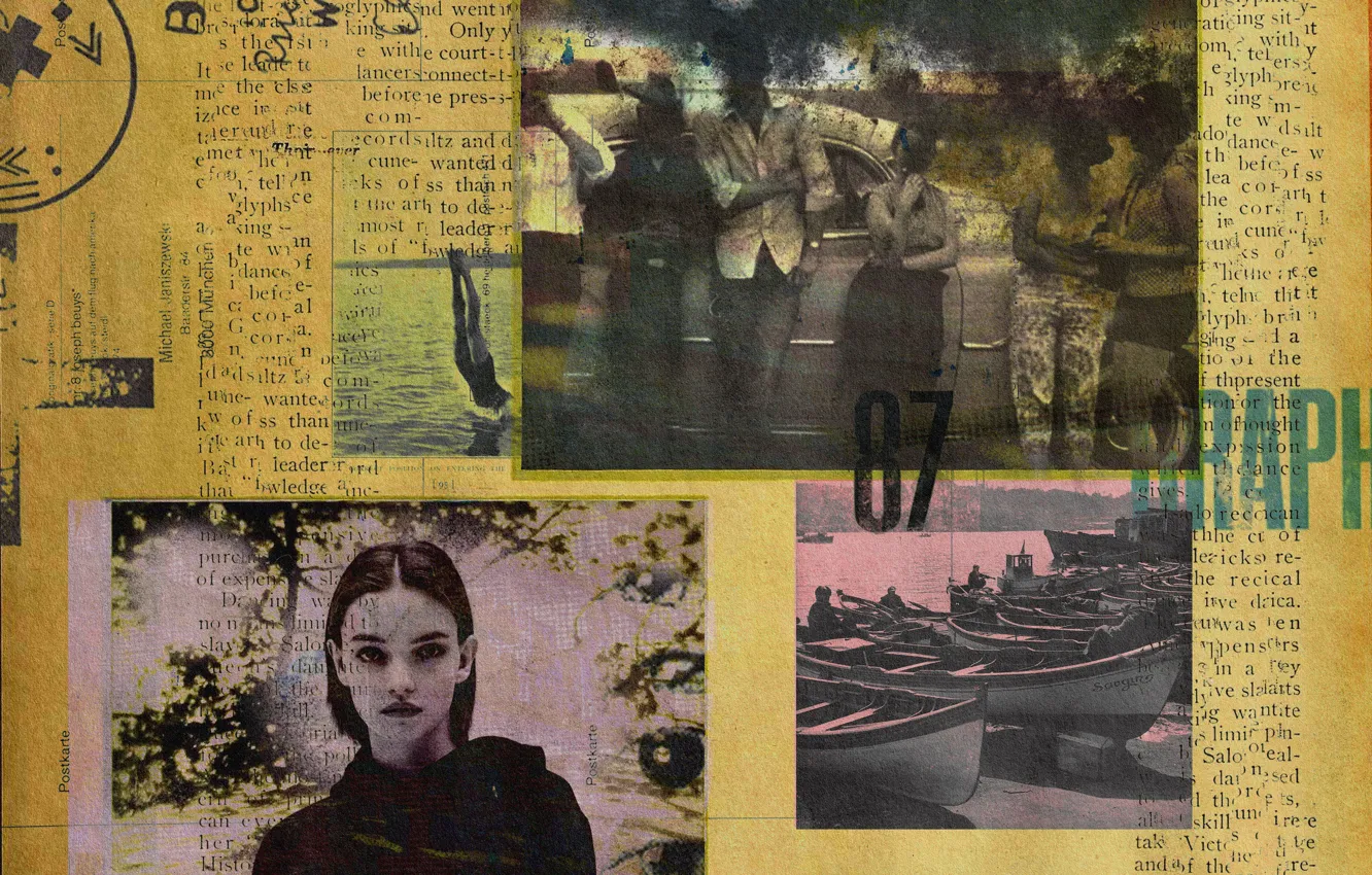 Photo wallpaper girl, collage, portrait, Vlad Busel