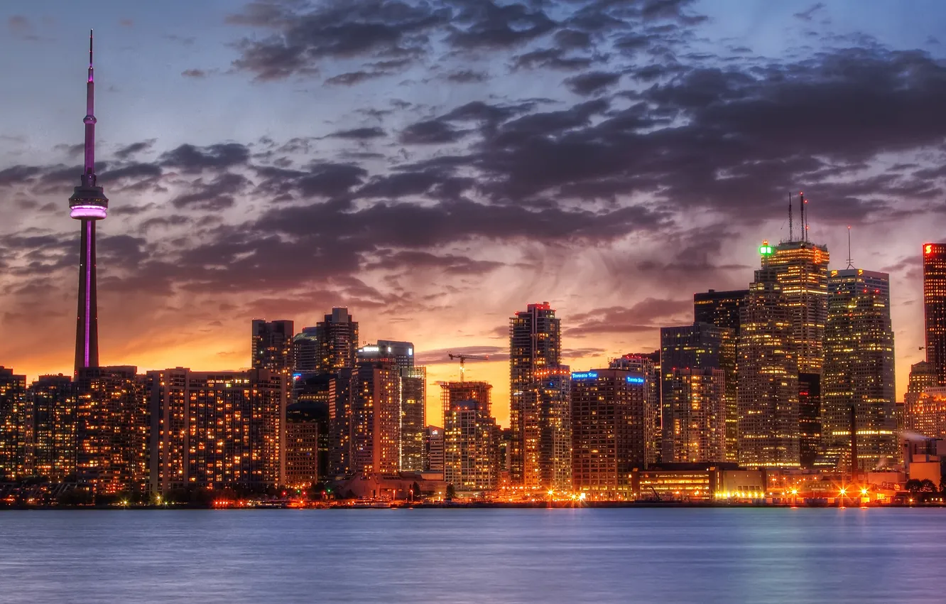 Photo wallpaper the sky, light, night, the city, lights, home, skyscrapers, window