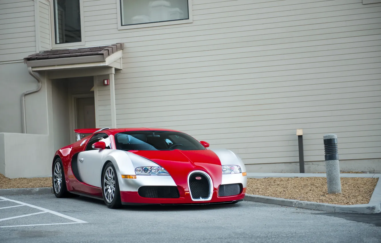 Photo wallpaper Bugatti, veyron, red, white