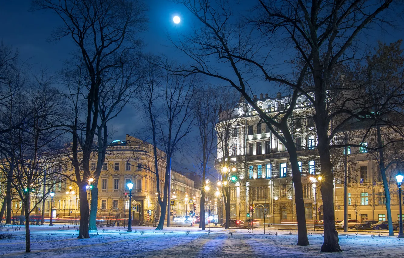 Photo wallpaper winter, the city, street, view, Peter, Saint Petersburg, Russia, architecture