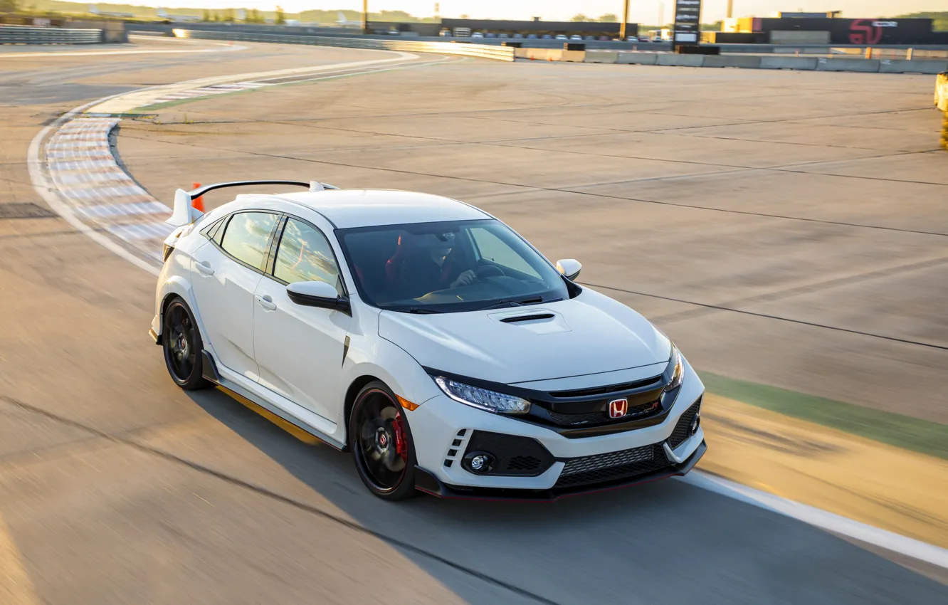 Photo wallpaper white, speed, track, turn, Honda, hatchback, the five-door, 2019