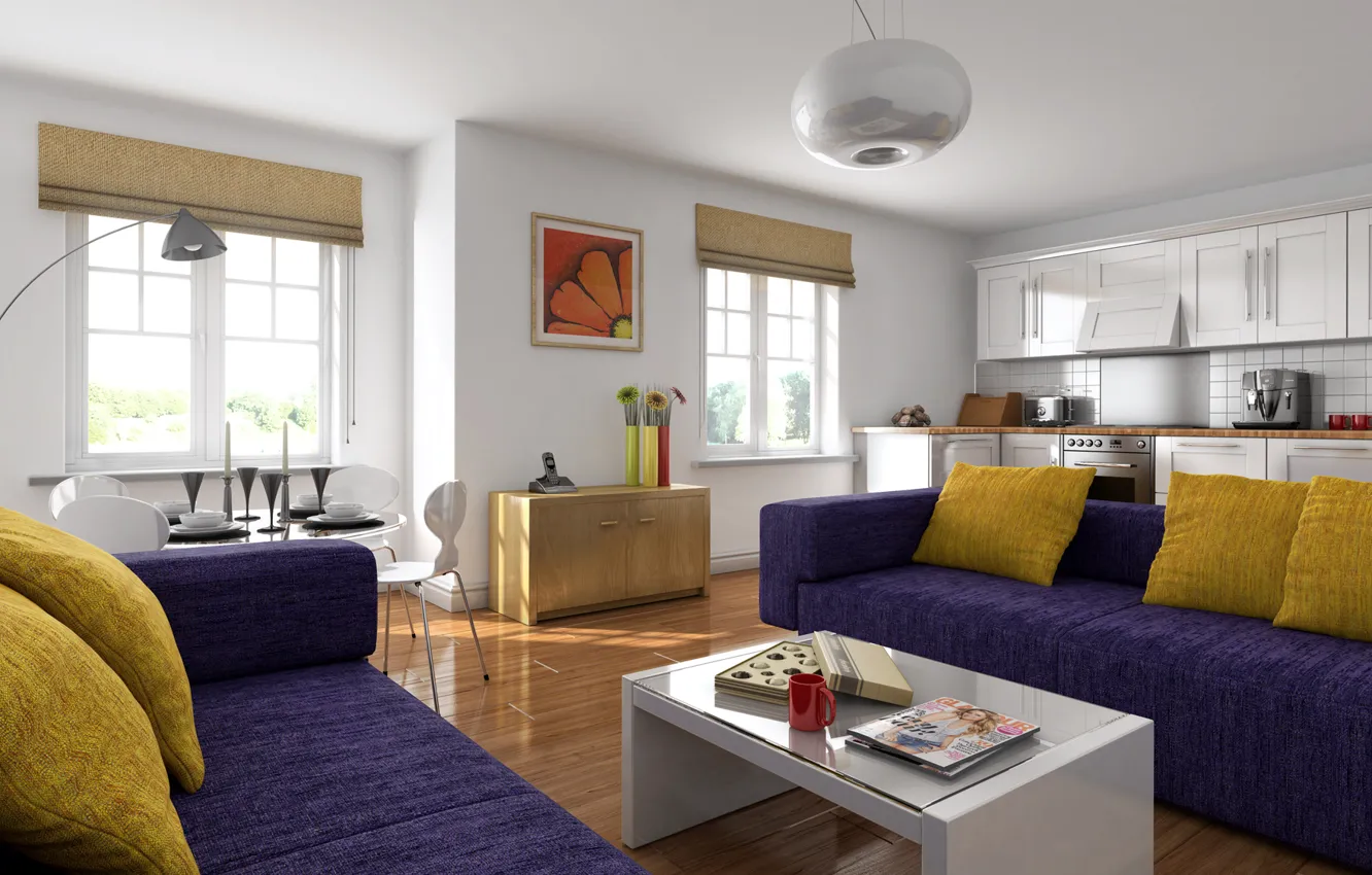 Photo wallpaper design, house, style, Villa, interior, apartment, living room