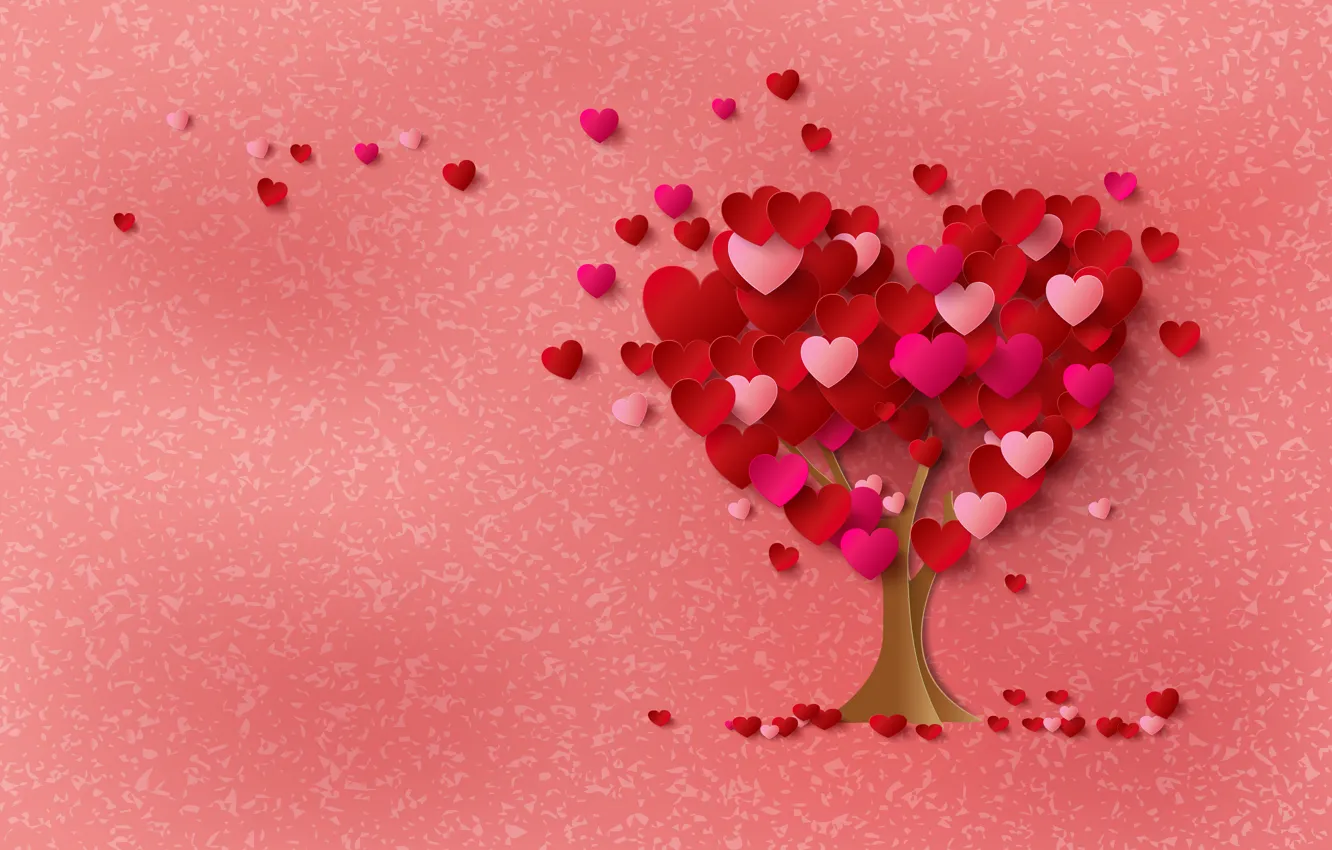Photo wallpaper tree, heart, hearts, love, heart, tree, romantic