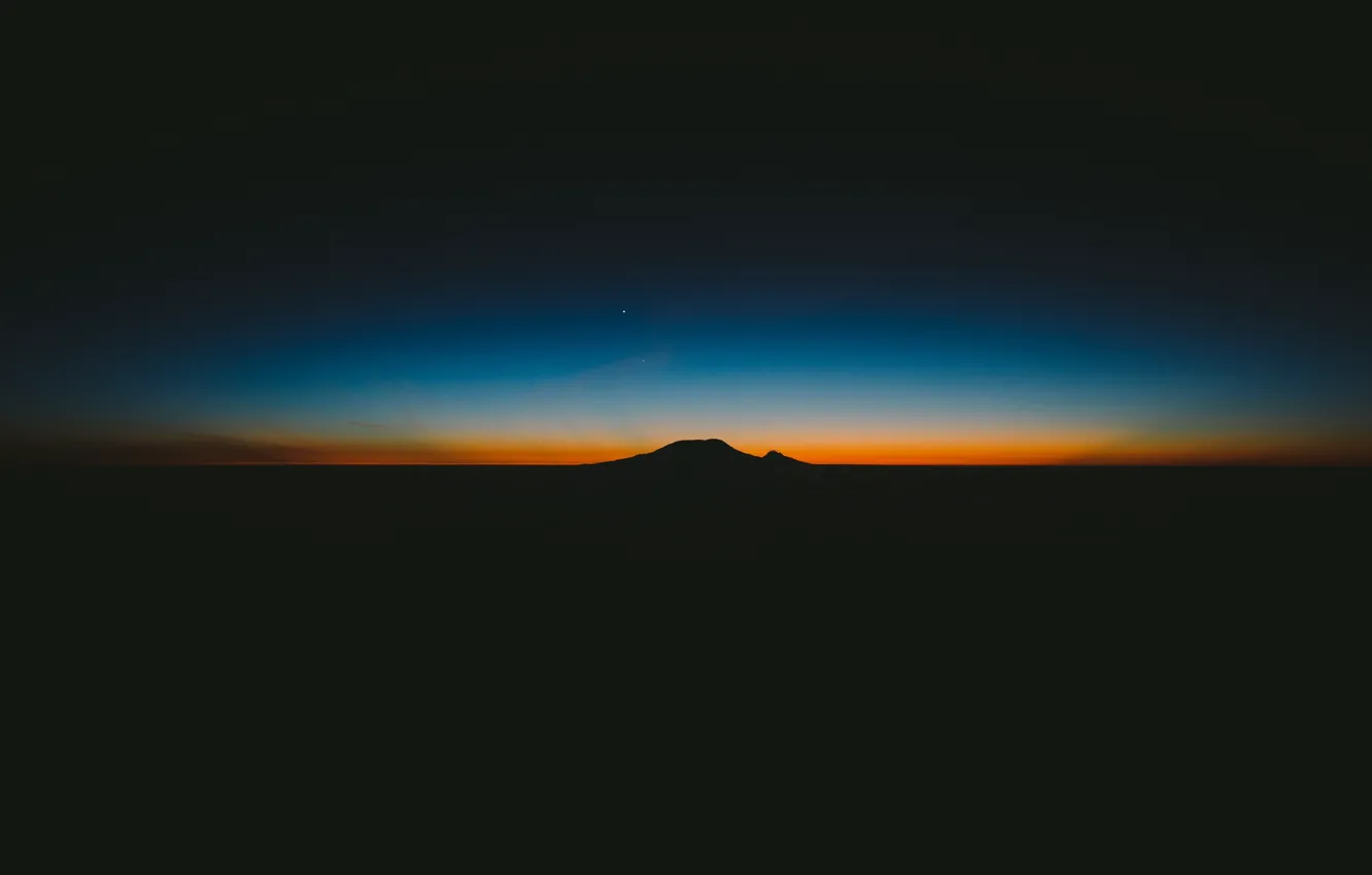 Photo wallpaper dark, sky, sunset, mountain, stars, hill, darkness, Tanzania
