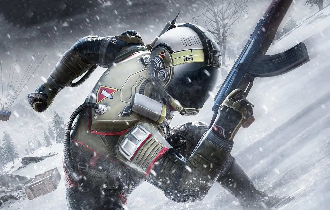 Photo wallpaper pose, weapons, the suit, PlayerUnknown's Battlegrounds